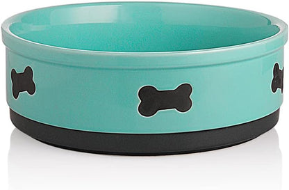 Charming Gray Ceramic Dog Bowl with Bone Pattern - Perfect 16 Fl Oz Dining Dish for Small Dogs