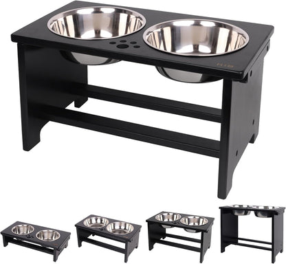 Elevate Your Dog's Dining Experience with Our Stylish Raised Dog Bowl Stand and Dual Stainless Steel Bowls!