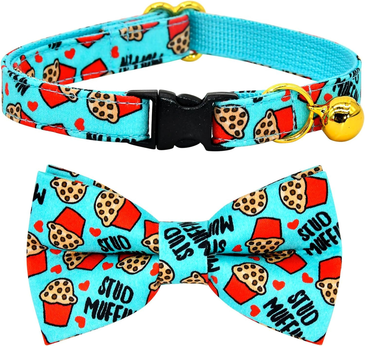 Stylish Sushi Cat Collar Bow Set - Safe Breakaway Collar with Adorable Bowtie for Kittens and Cats