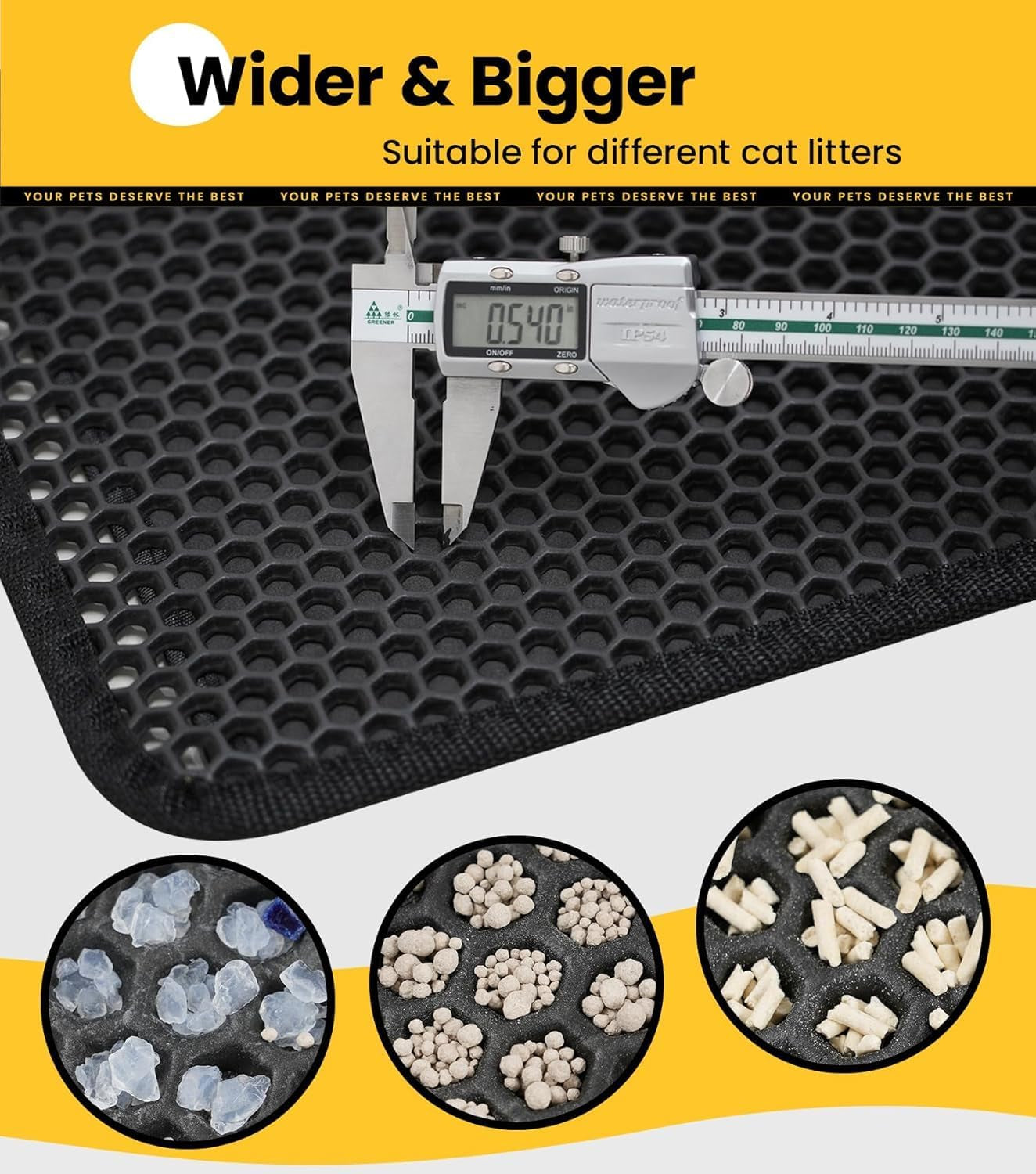 Transform Your Cat's Litter Experience with Our Innovative Waterproof Cat Litter Mat - Easy Clean, Double Layer Honeycomb Design in Sleek Black