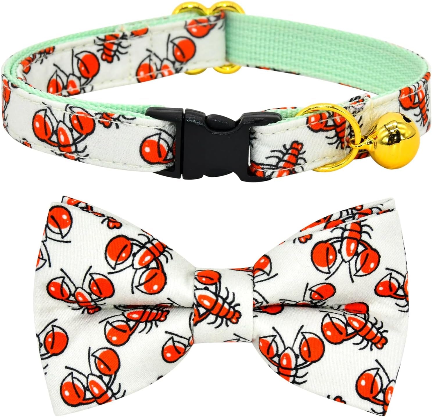 Stylish Sushi Cat Collar Bow Set - Safe Breakaway Collar with Adorable Bowtie for Kittens and Cats