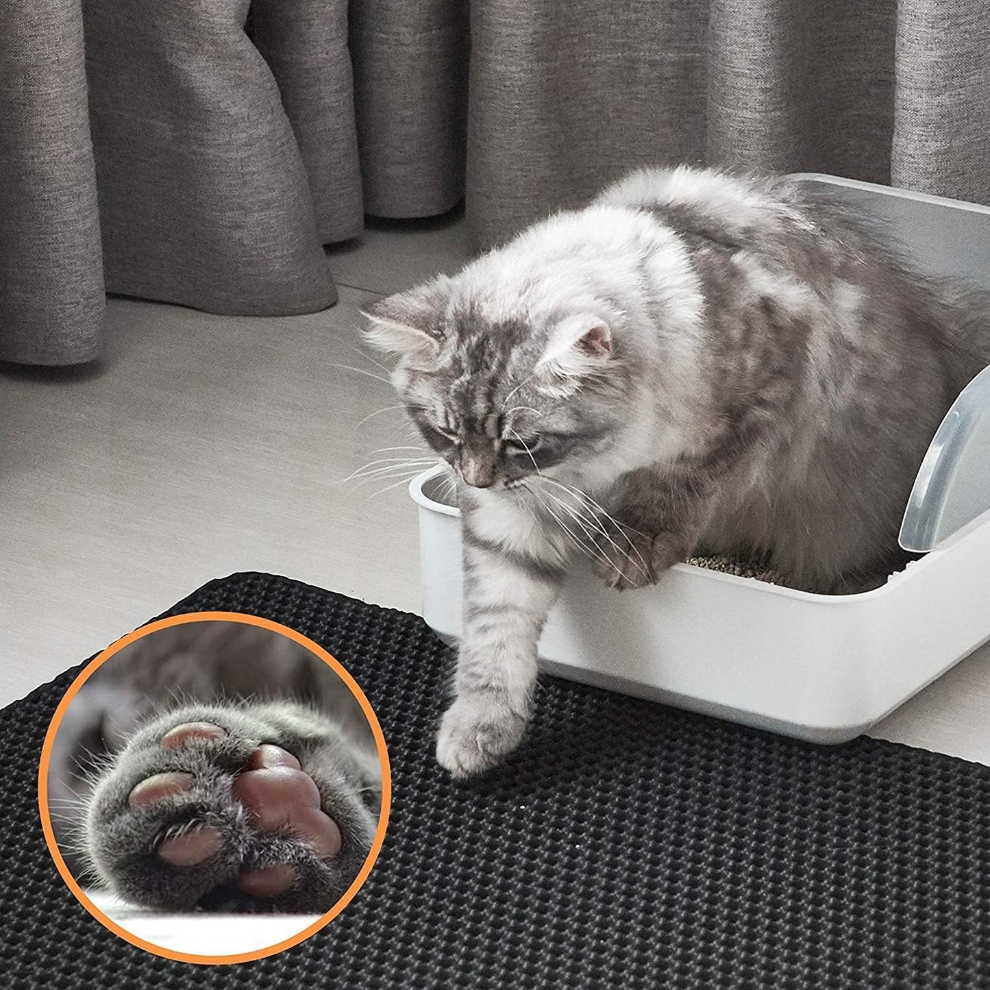 Transform Your Cat's Litter Experience with Our Innovative Waterproof Cat Litter Mat - Easy Clean, Double Layer Honeycomb Design in Sleek Black