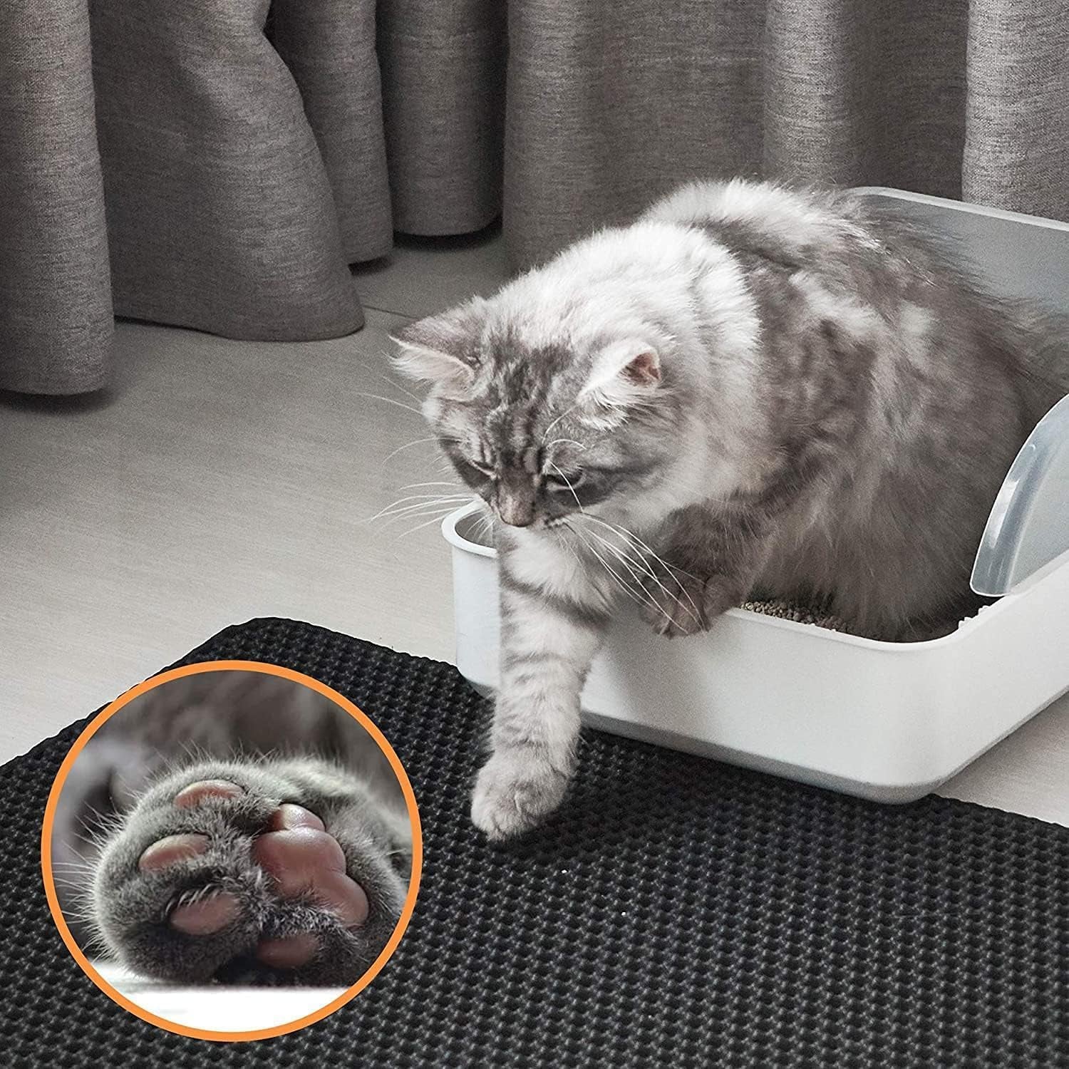 Transform Your Cat's Litter Experience with Our Innovative Waterproof Cat Litter Mat - Easy Clean, Double Layer Honeycomb Design in Sleek Black