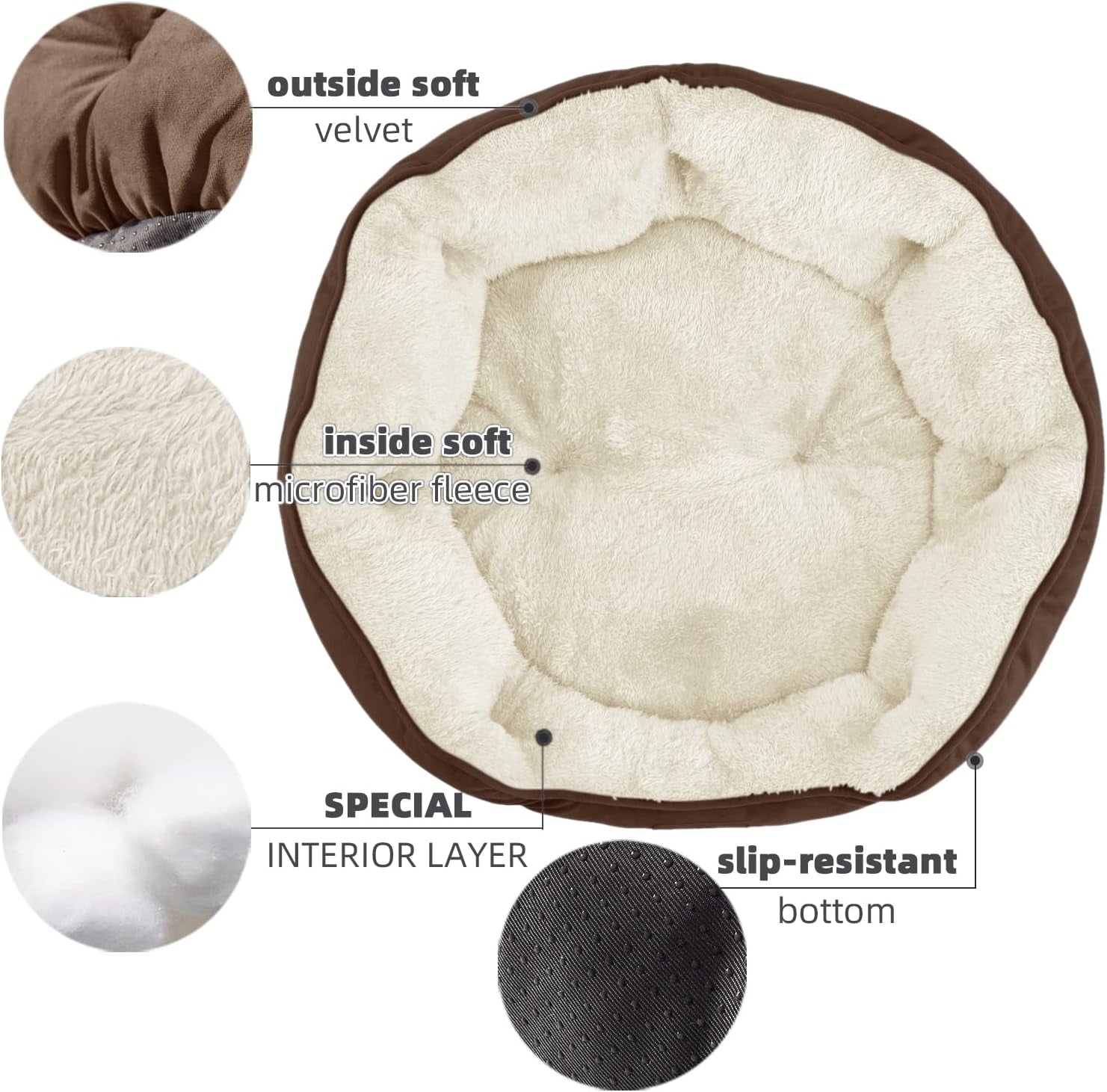Indulge Your Pet with the Cozy Small Dog Bed - Soft, Machine Washable, Anti-Slip & Water-Resistant for Small Dogs and Cats - 20 Inches in Elegant Brown