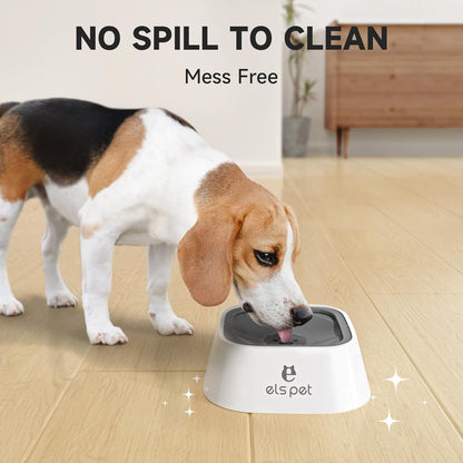 No Spill, No Drip Travel Bowl - 35oz Slow Water Feeder for Dogs & Cats in Stylish Grey