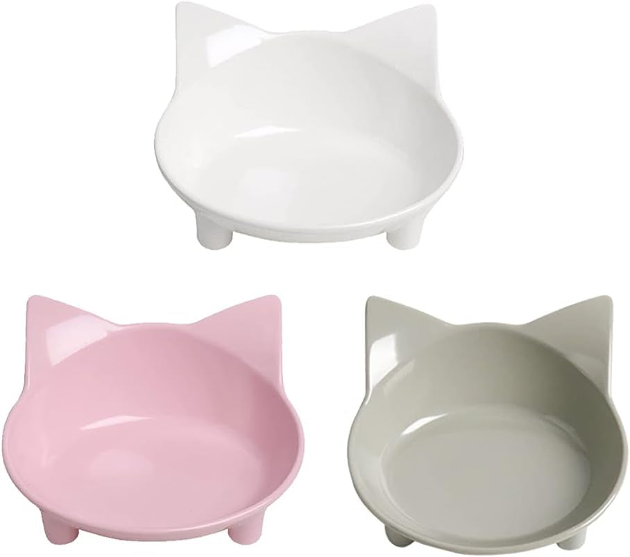 Stylish Non-Slip Pet Bowls Set - Perfect Shallow Food & Water Bowls for Cats, Dogs, and Small Animals with Whisker Fatigue Relief Design