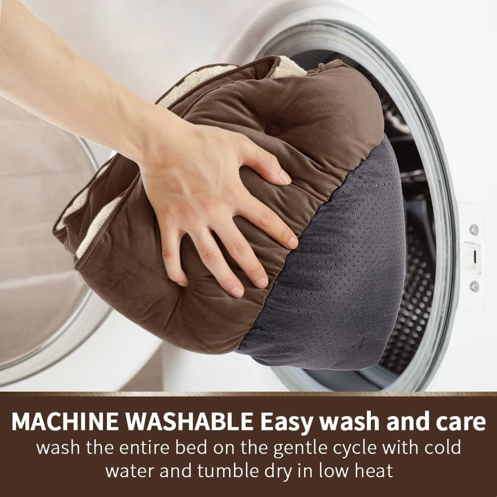 Indulge Your Pet with the Cozy Small Dog Bed - Soft, Machine Washable, Anti-Slip & Water-Resistant for Small Dogs and Cats - 20 Inches in Elegant Brown