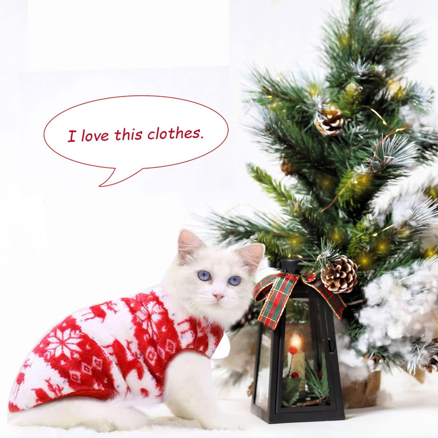 Festive Red Snowflake Christmas Sweater for Small Dogs & Cats - Cozy Elk Pattern Jumper (X-Small)