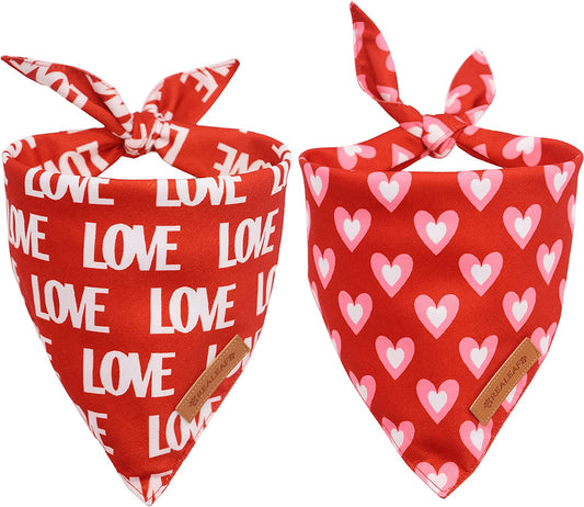 Celebrate Love with Our Valentine's Day Dog Bandanas - Stylish 2 Pack Reversible Scarves for Medium & Large Dogs, Made from Durable Fabric for Unforgettable Holiday Moments