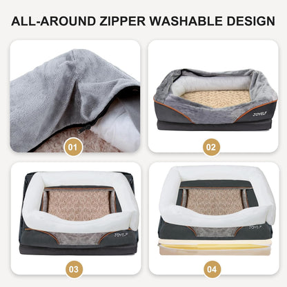 Ultimate Orthopedic Memory Foam Dog Bed with Removable Washable Cover & Bonus Squeaker Toy for Maximum Comfort