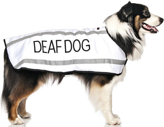 Ultimate Safety and Comfort: Waterproof Reflective Fleece-Lined Coat for Deaf Dogs - Warmth and Visibility in One Stylish Package (Sizes S-XL, M-L Back 17" (43Cm))