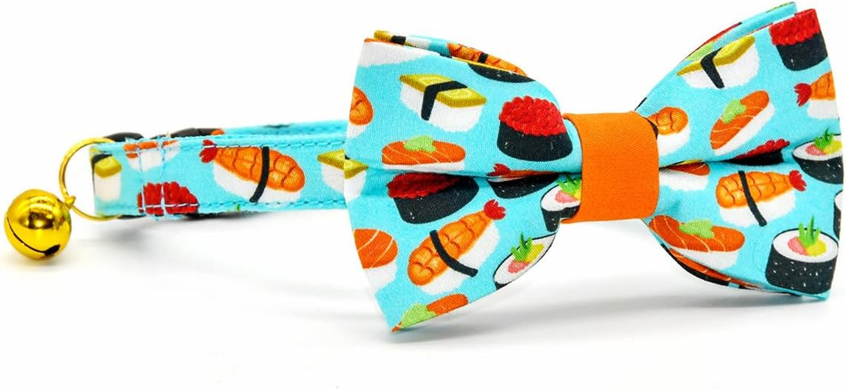 Stylish Sushi Cat Collar Bow Set - Safe Breakaway Collar with Adorable Bowtie for Kittens and Cats