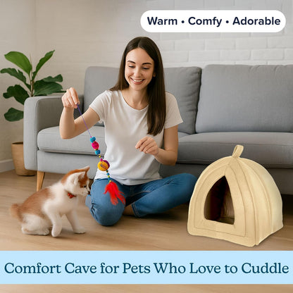 Ultimate Cozy Cat House - Stylish Indoor Pet Tent with Removable Foam Cushion for Small Animals