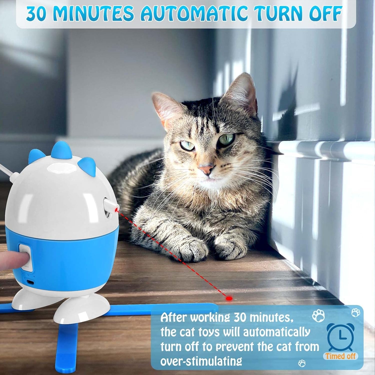 Exciting 2-in-1 Interactive Cat Toy: Rechargeable Light & Feather Fun for Indoor Cats - Adjustable Automatic Playtime!