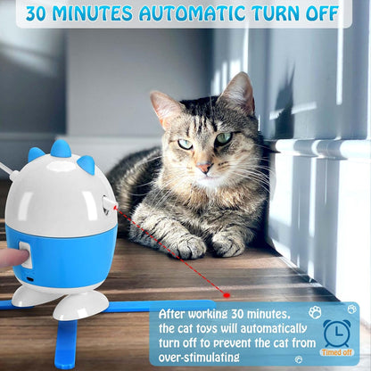 Exciting 2-in-1 Interactive Cat Toy: Rechargeable Light & Feather Fun for Indoor Cats - Adjustable Automatic Playtime!