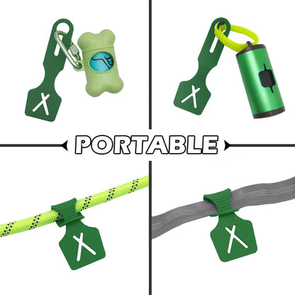 Stylish Forest Green Dog Poop Carrier - Hands-Free Silicone Poo Bags (2 Pack) for Convenient Walks