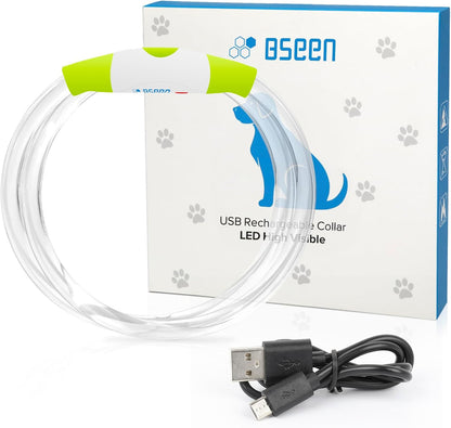 Illuminate Your Dog's Safety with the USB Rechargeable LED Dog Collar - Perfect for All Breeds in Vibrant Green