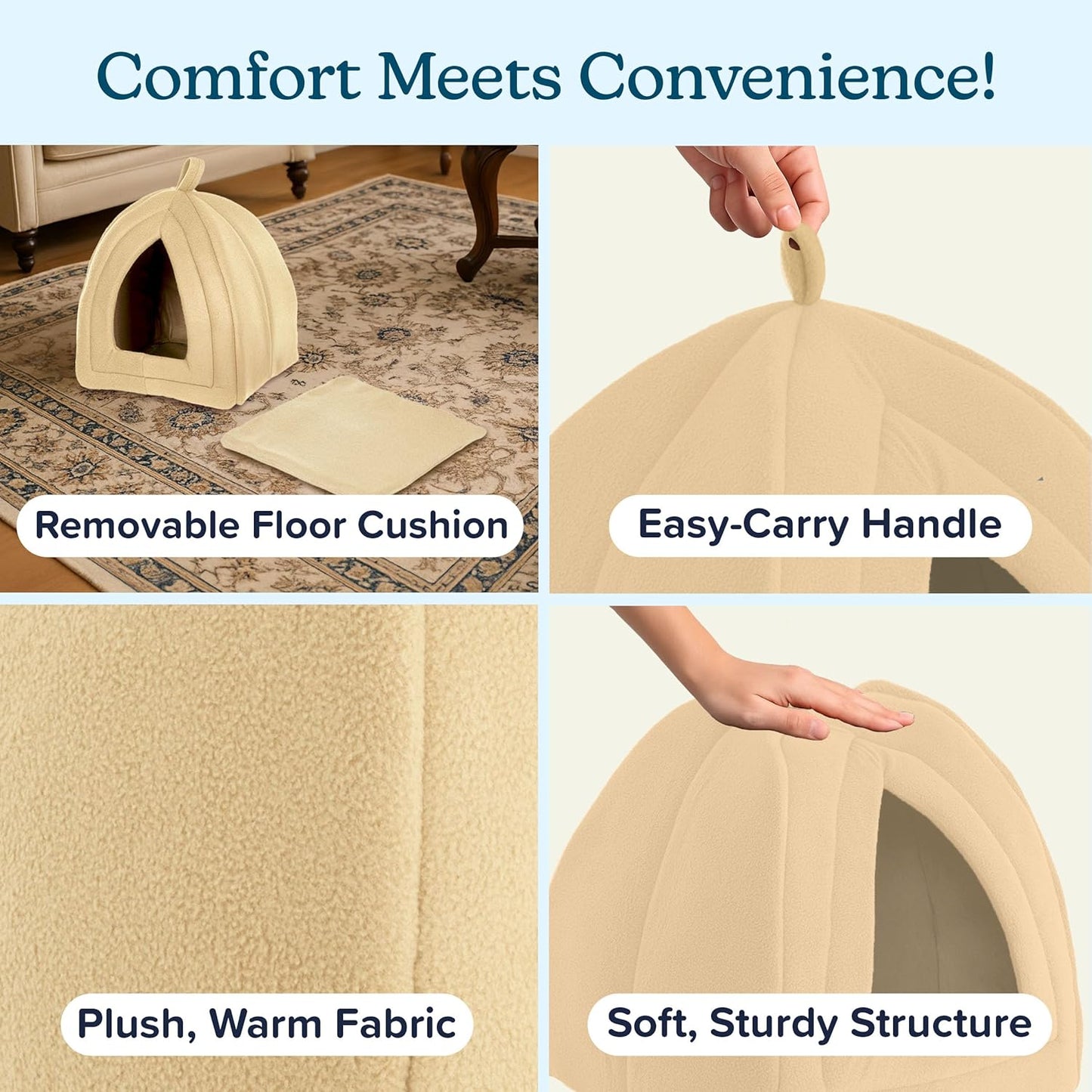 Ultimate Cozy Cat House - Stylish Indoor Pet Tent with Removable Foam Cushion for Small Animals