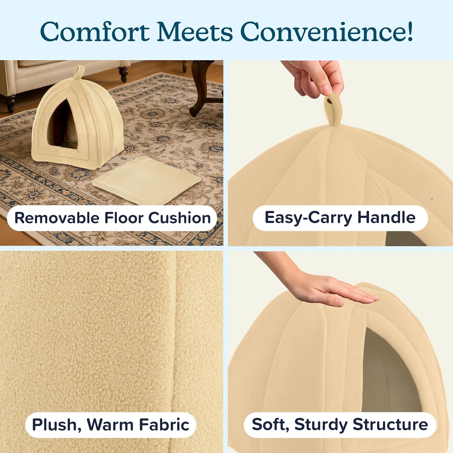 Ultimate Cozy Cat House - Stylish Indoor Pet Tent with Removable Foam Cushion for Small Animals