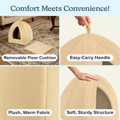 Ultimate Cozy Cat House - Stylish Indoor Pet Tent with Removable Foam Cushion for Small Animals