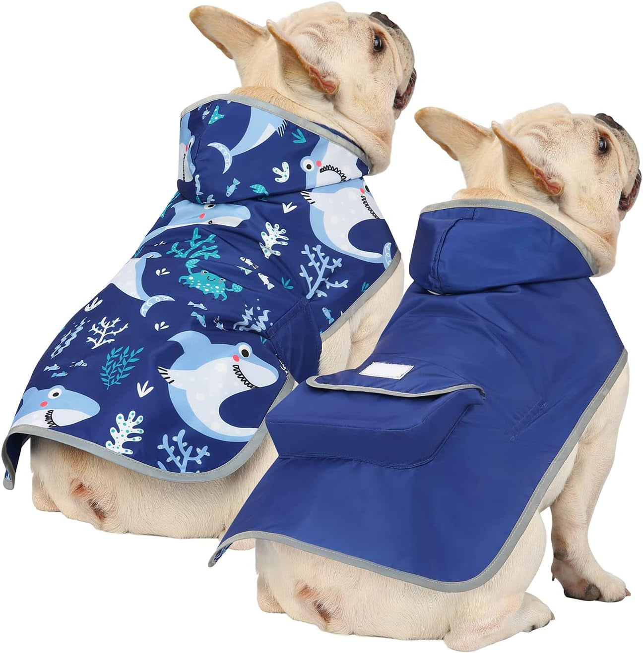 Stylish Camo Orange Reversible Dog Raincoat - Lightweight Hooded Slicker for All Breeds - Size L