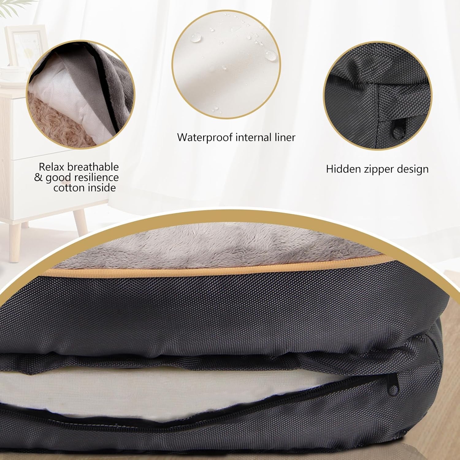 Ultimate Orthopedic Memory Foam Dog Bed with Removable Washable Cover & Bonus Squeaker Toy for Maximum Comfort