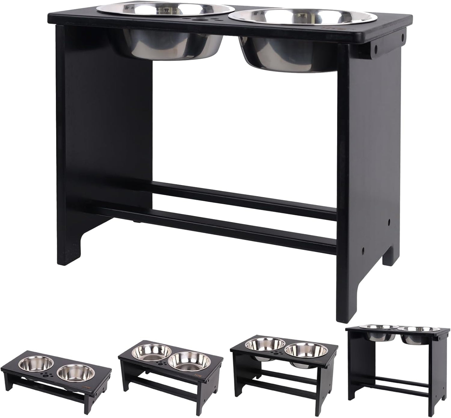 Elevate Your Dog's Dining Experience with Our Stylish Raised Dog Bowl Stand and Dual Stainless Steel Bowls!