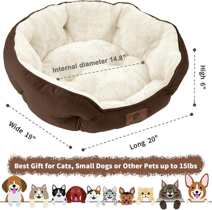Indulge Your Pet with the Cozy Small Dog Bed - Soft, Machine Washable, Anti-Slip & Water-Resistant for Small Dogs and Cats - 20 Inches in Elegant Brown