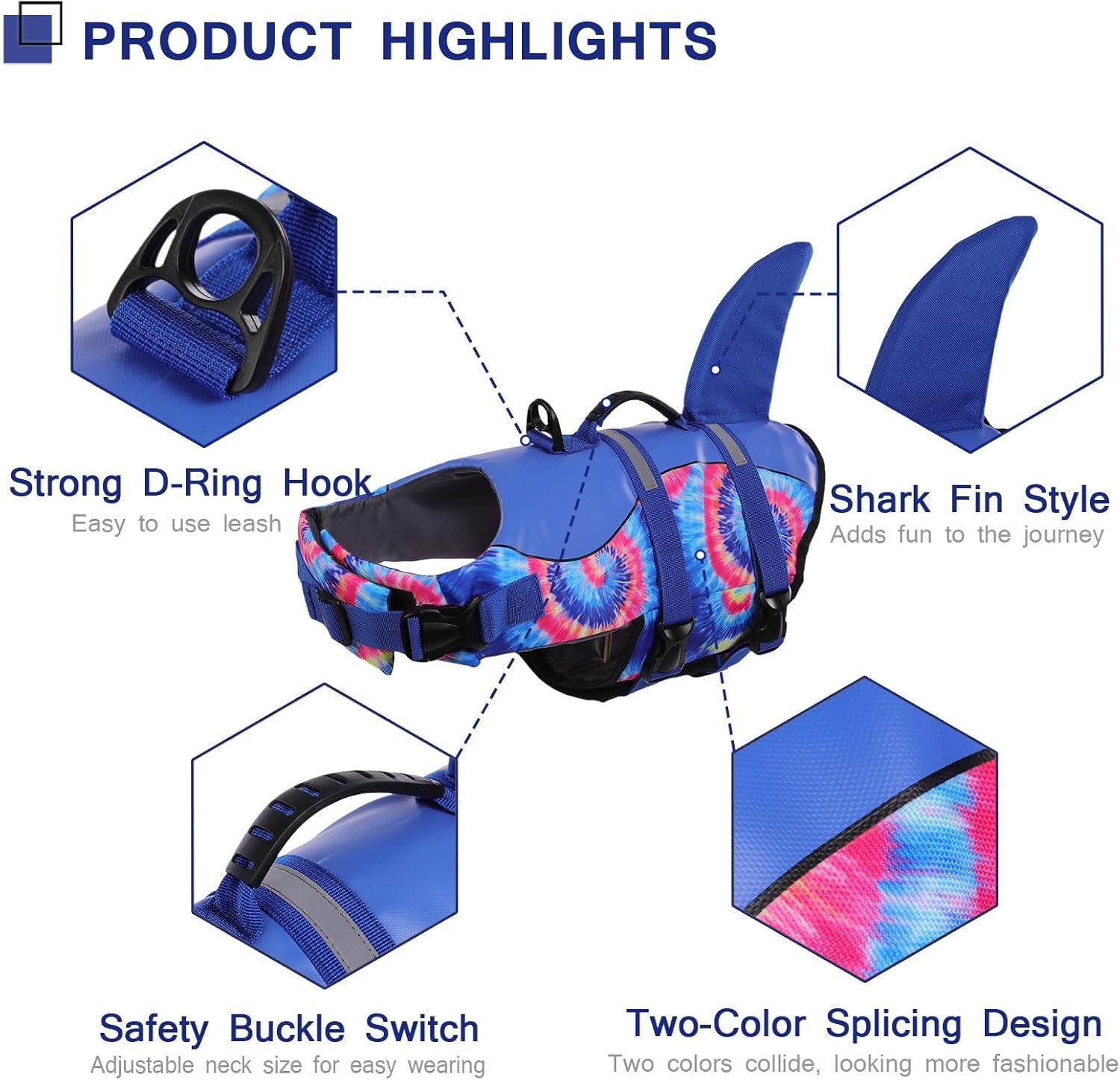 Ultimate Shark Dog Life Jacket - Premium Safety Vest for Swimming & Boating, Perfect Floatation Swimsuits for All Dog Sizes in Blue Bandhnu