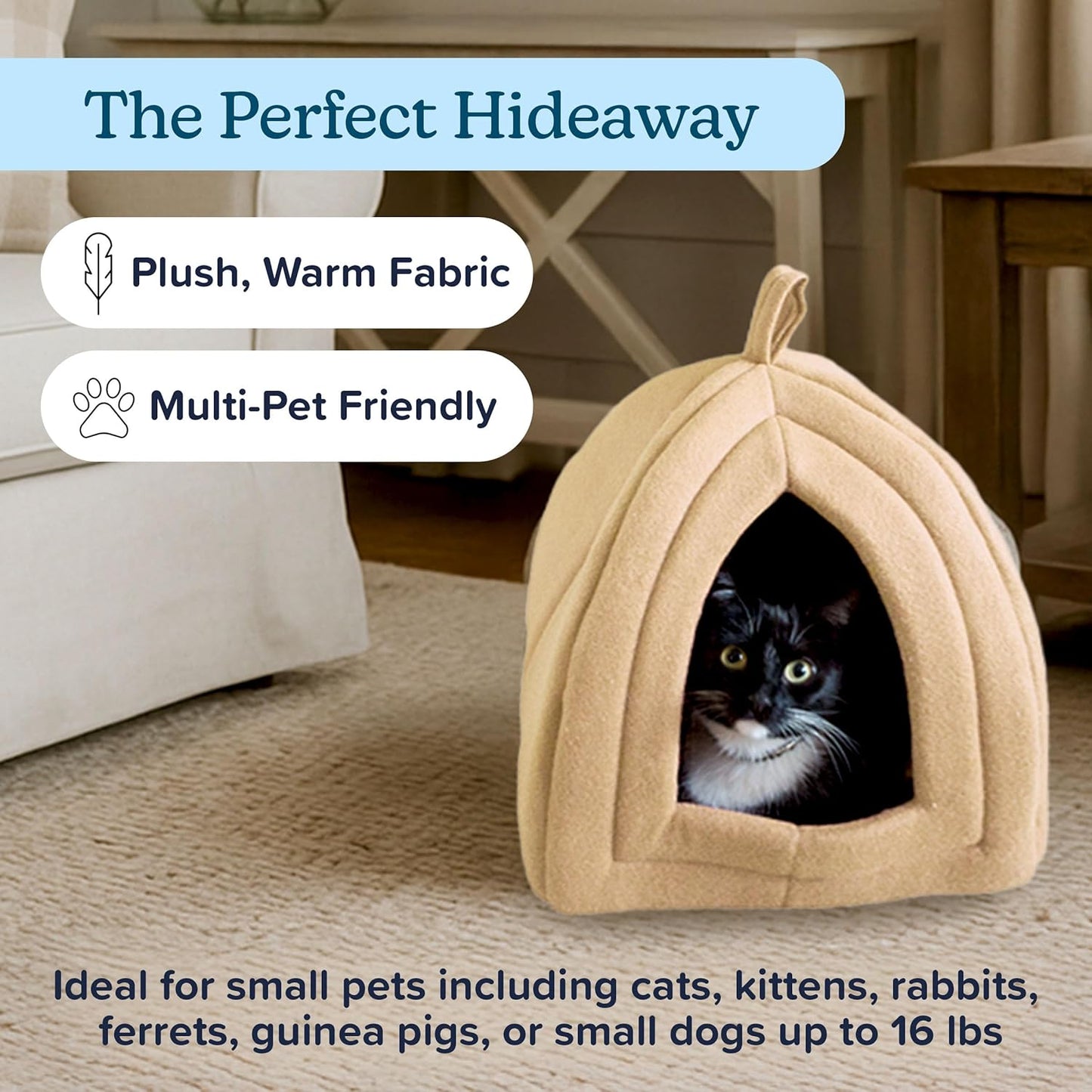 Ultimate Cozy Cat House - Stylish Indoor Pet Tent with Removable Foam Cushion for Small Animals