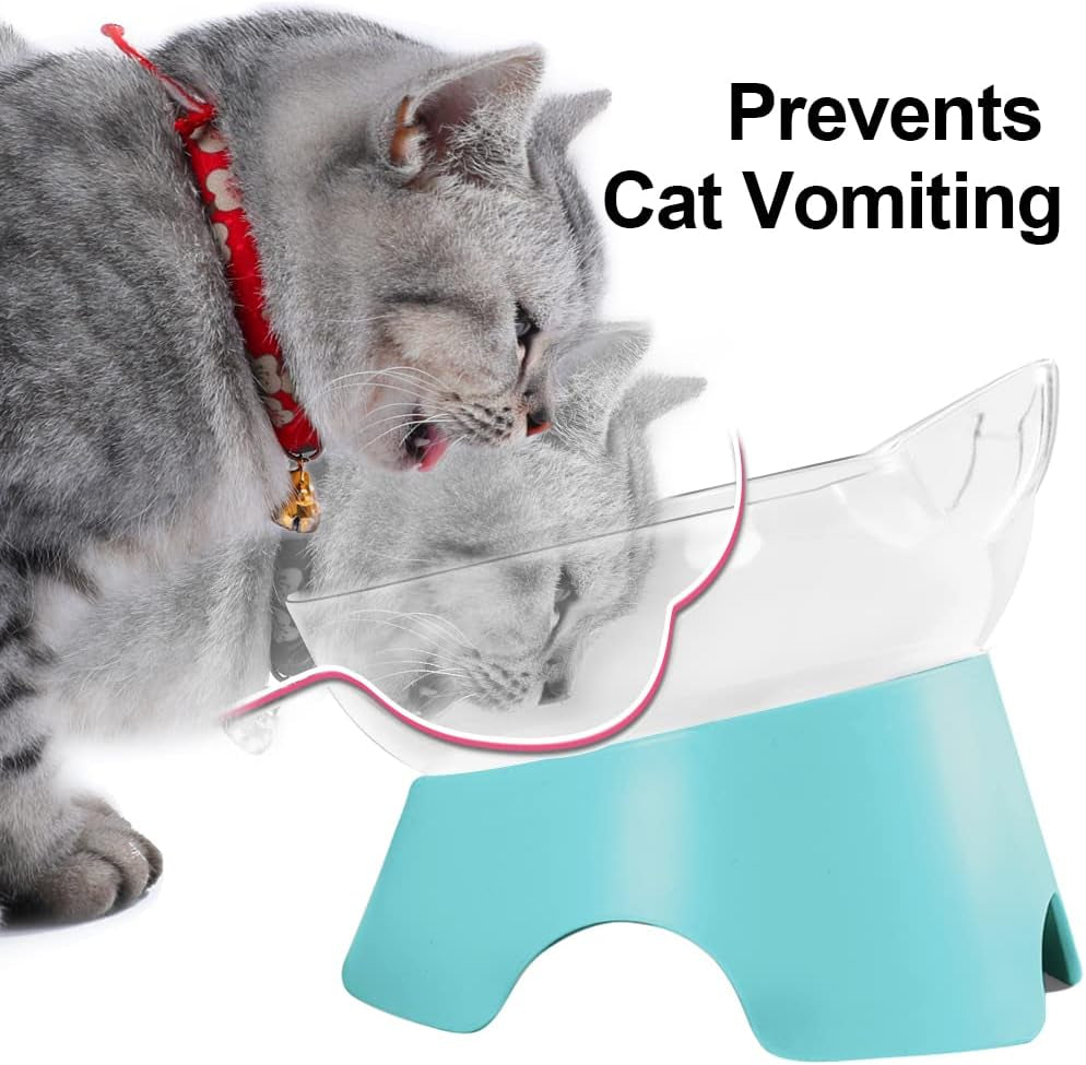 Elevate Mealtime with Stylish Adjustable Raised Cat Food Bowls - Ergonomic Tilted Dishes for Cats and Small Dogs (Arcuation-Blue)