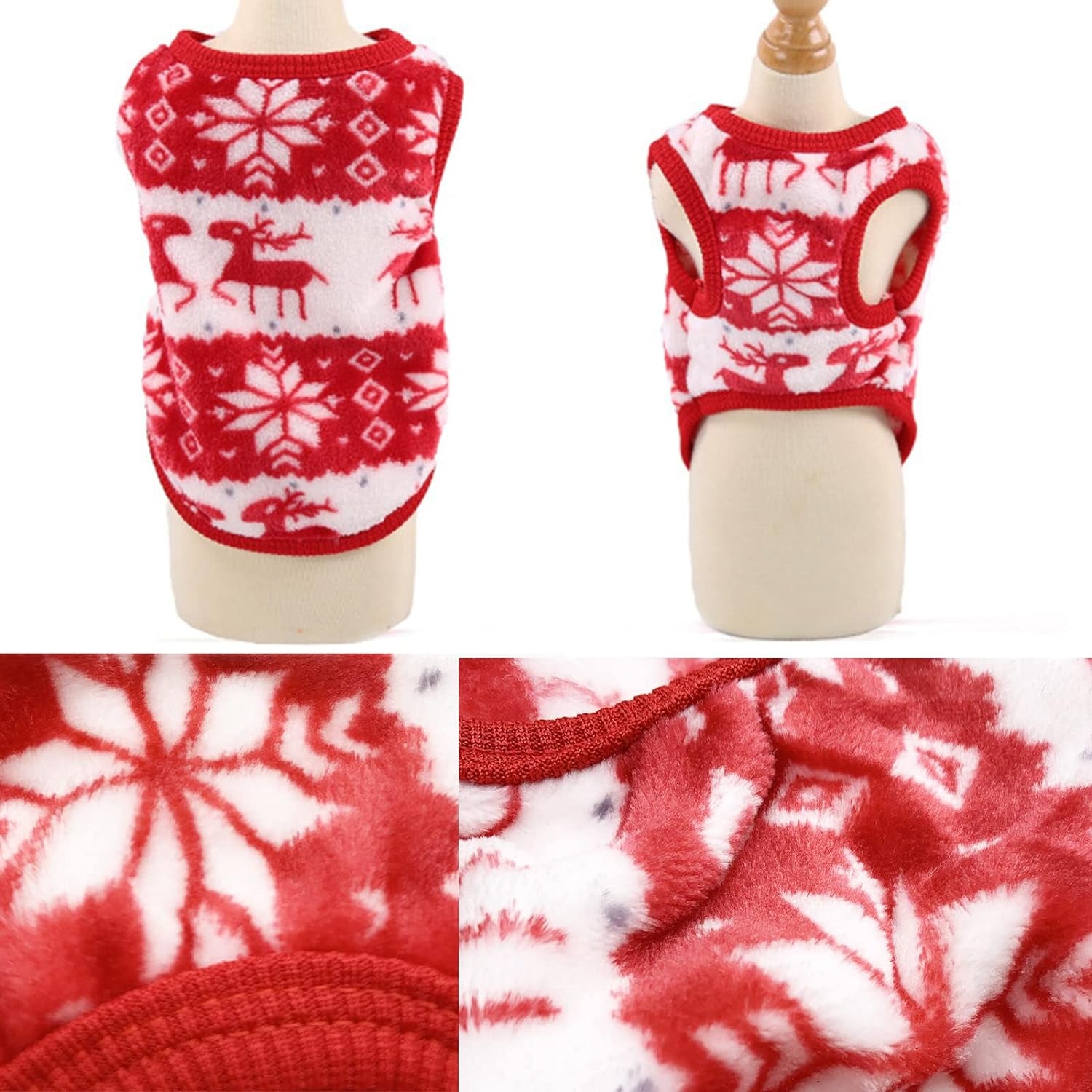 Festive Red Snowflake Christmas Sweater for Small Dogs & Cats - Cozy Elk Pattern Jumper (X-Small)