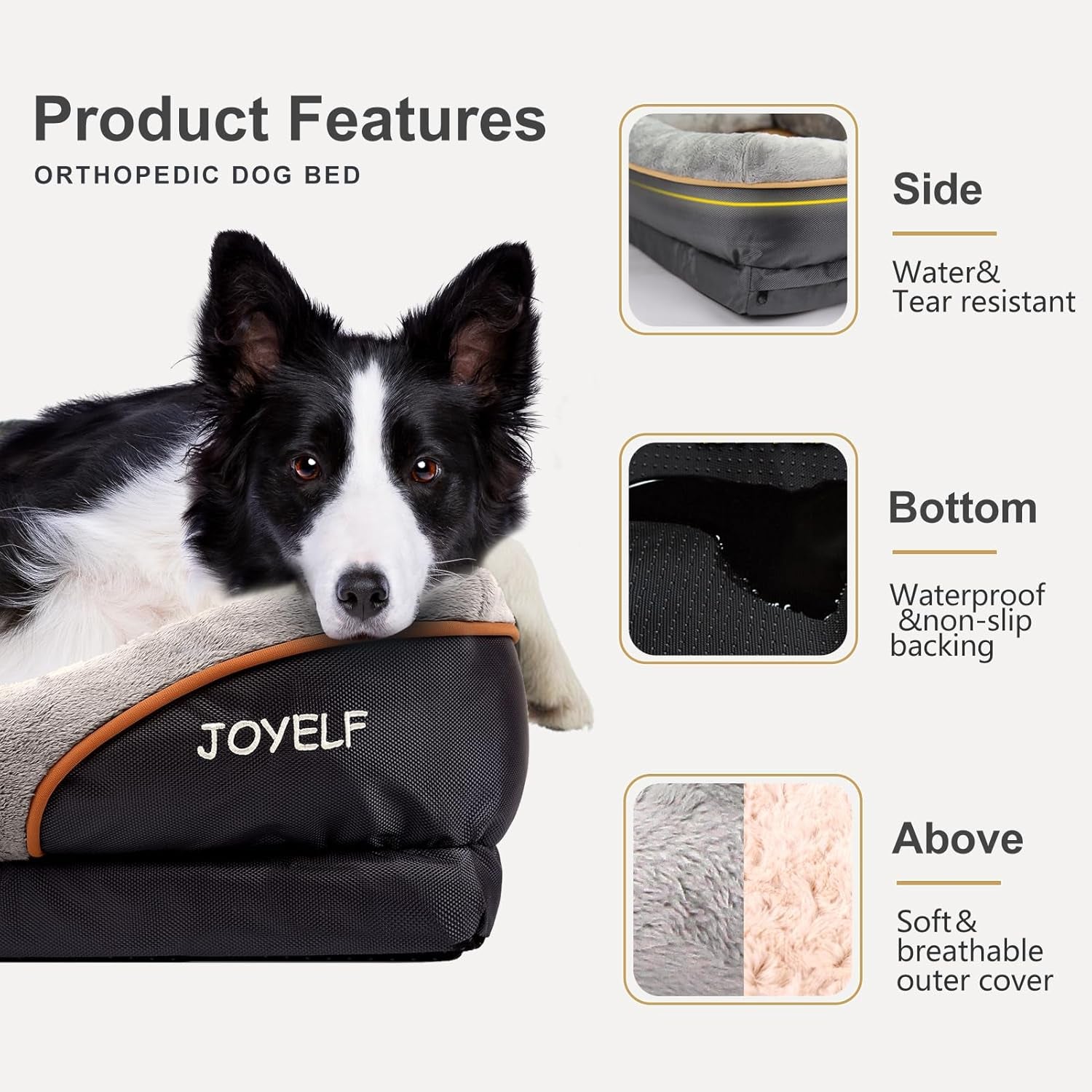 Ultimate Orthopedic Memory Foam Dog Bed with Removable Washable Cover & Bonus Squeaker Toy for Maximum Comfort
