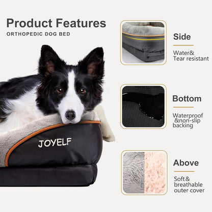 Ultimate Orthopedic Memory Foam Dog Bed with Removable Washable Cover & Bonus Squeaker Toy for Maximum Comfort