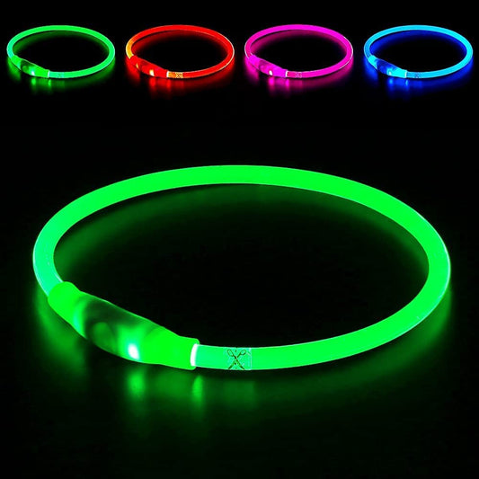 Illuminate Your Dog's Safety with the USB Rechargeable LED Dog Collar - Perfect for All Breeds in Vibrant Green