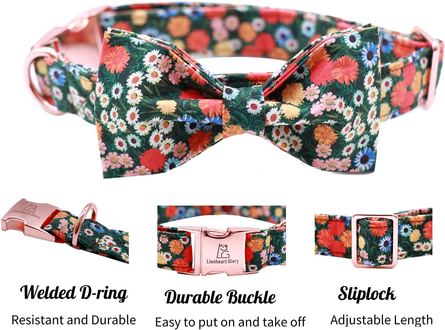 Charming Adjustable Floral Dog Collar with Bowtie - Perfect Comfort and Style for Your Beloved Pup
