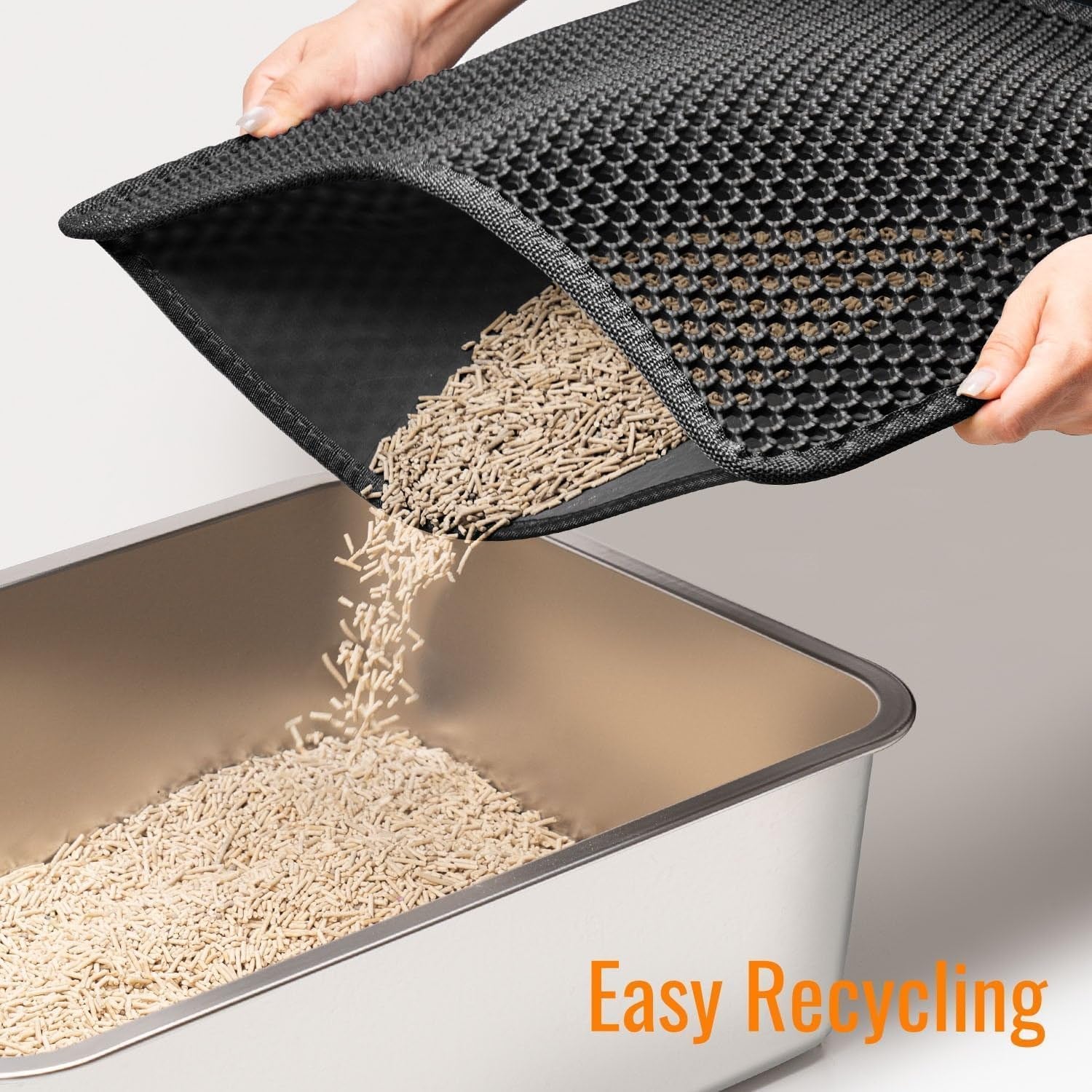 Transform Your Cat's Litter Experience with Our Innovative Waterproof Cat Litter Mat - Easy Clean, Double Layer Honeycomb Design in Sleek Black