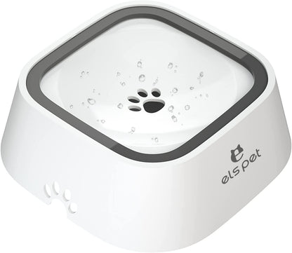 No Spill, No Drip Travel Bowl - 35oz Slow Water Feeder for Dogs & Cats in Stylish Grey