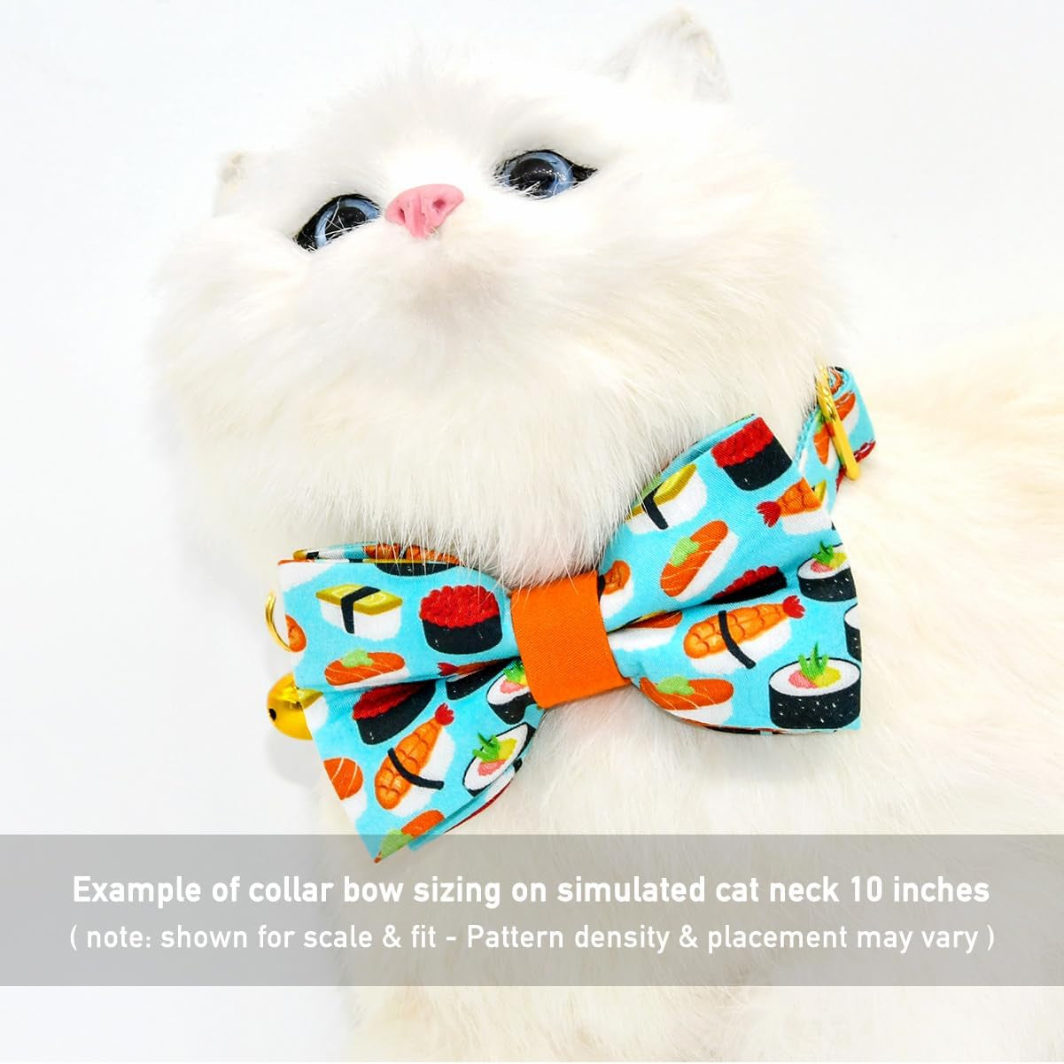 Stylish Sushi Cat Collar Bow Set - Safe Breakaway Collar with Adorable Bowtie for Kittens and Cats