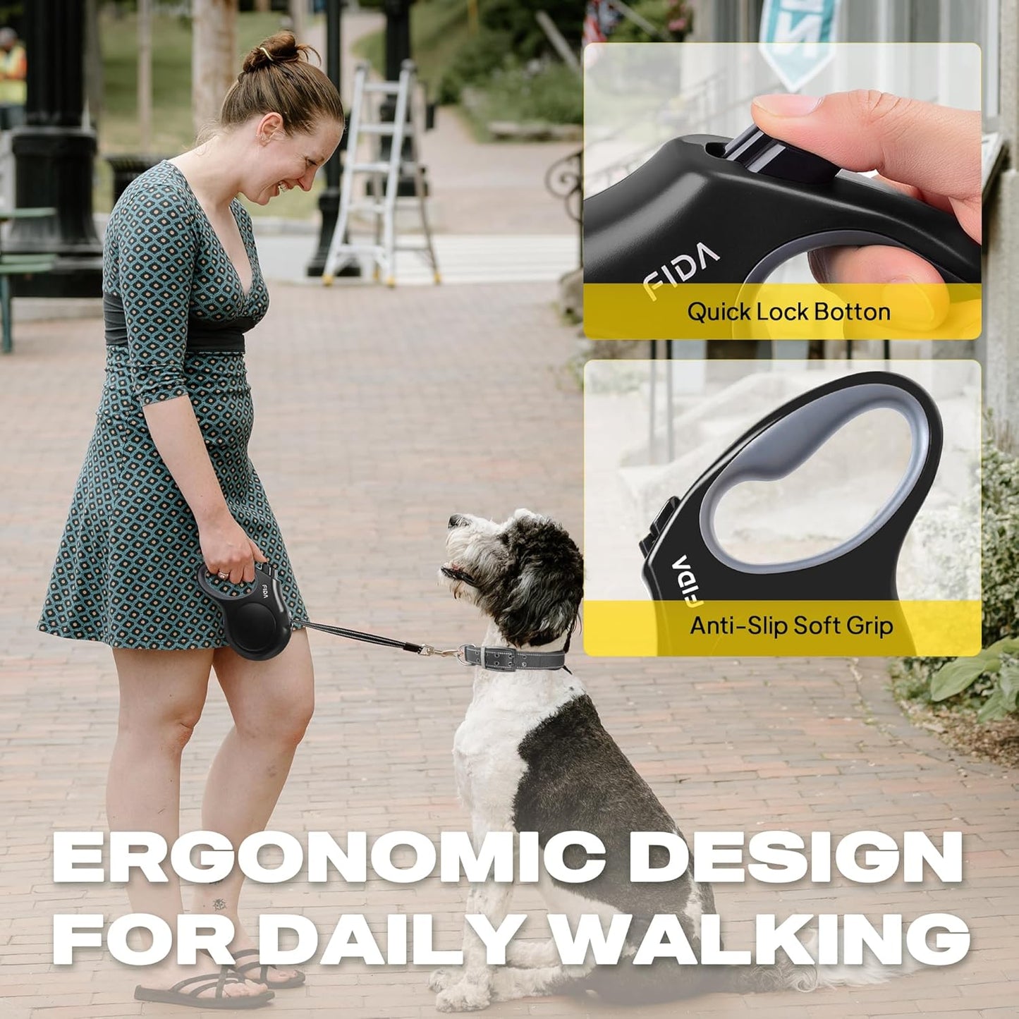Ultimate 16 Ft Retractable Leash for Small Dogs - Tangle-Free, Reflective, and Comfortable Grip in Stylish Black