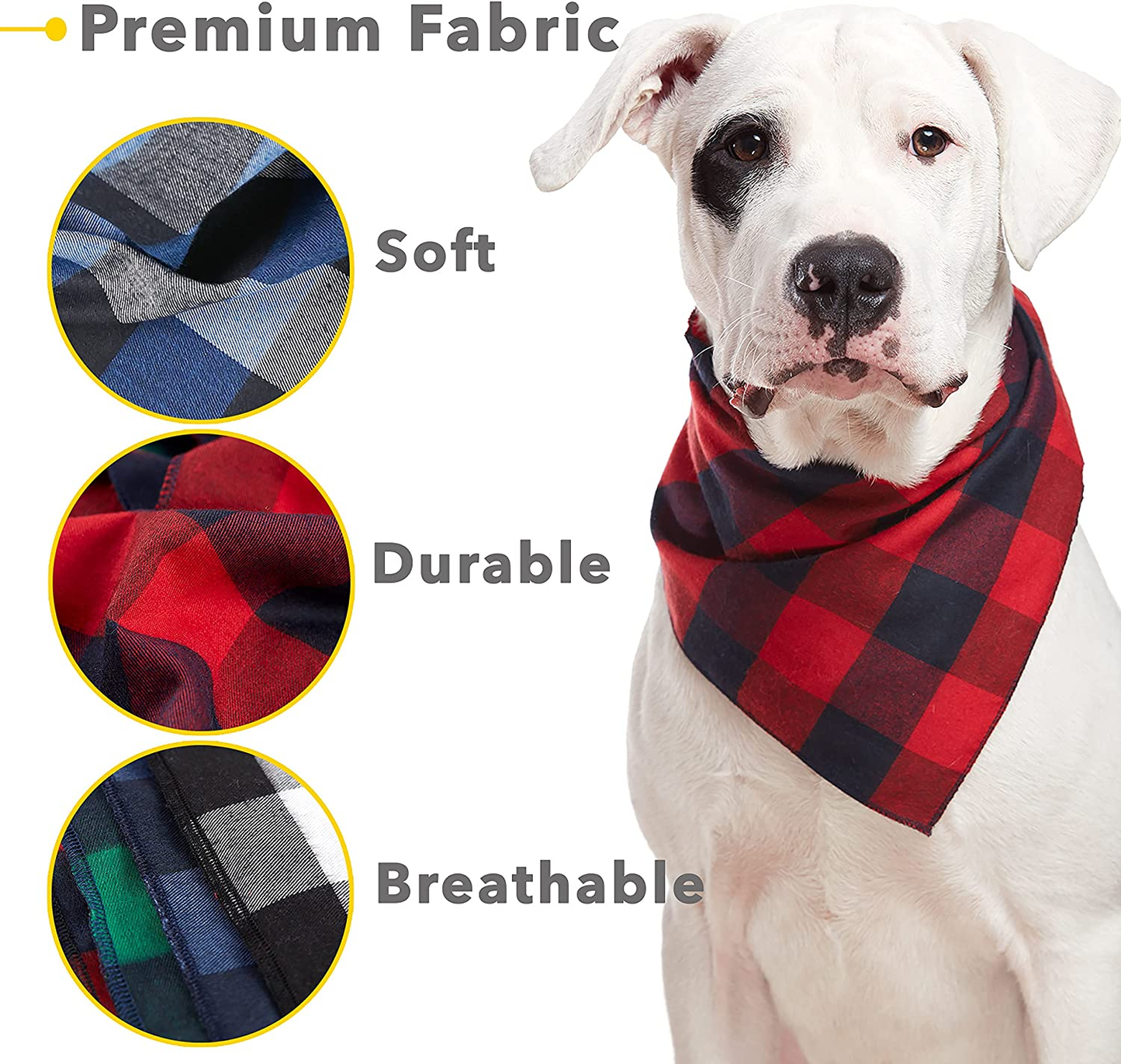 Chic Buffalo Plaid Dog Bandana Set - 4 Stylish Scarves for Small Dogs and Cats in Trendy Holiday Colors