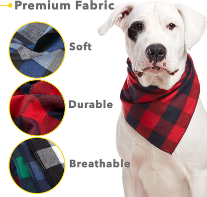 Chic Buffalo Plaid Dog Bandana Set - 4 Stylish Scarves for Small Dogs and Cats in Trendy Holiday Colors
