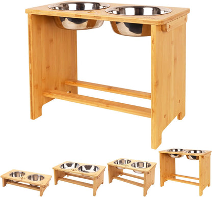 Elevate Your Dog's Dining Experience with Our Stylish Raised Dog Bowl Stand and Dual Stainless Steel Bowls!