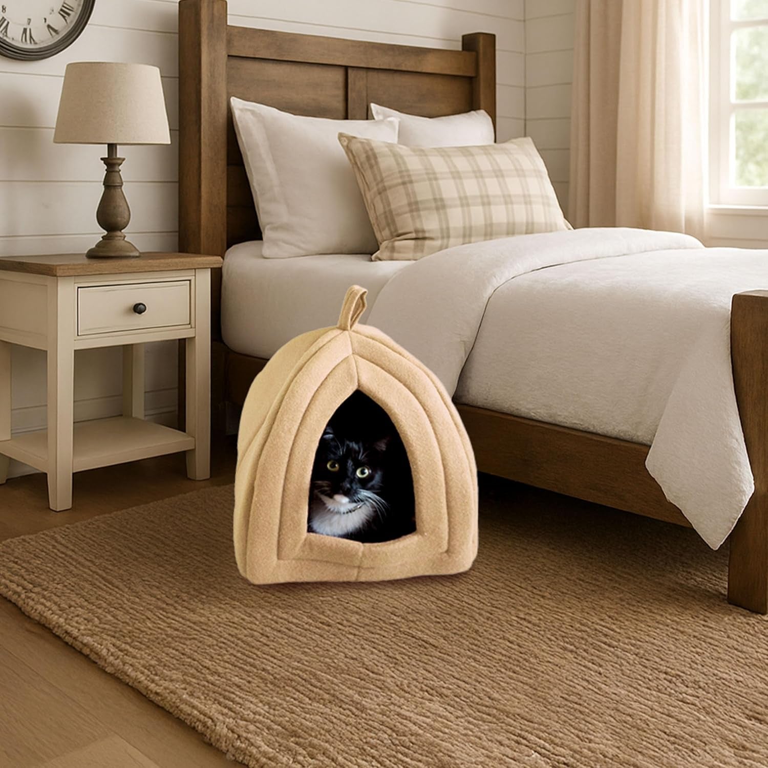 Ultimate Cozy Cat House - Stylish Indoor Pet Tent with Removable Foam Cushion for Small Animals