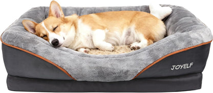 Ultimate Orthopedic Memory Foam Dog Bed with Removable Washable Cover & Bonus Squeaker Toy for Maximum Comfort