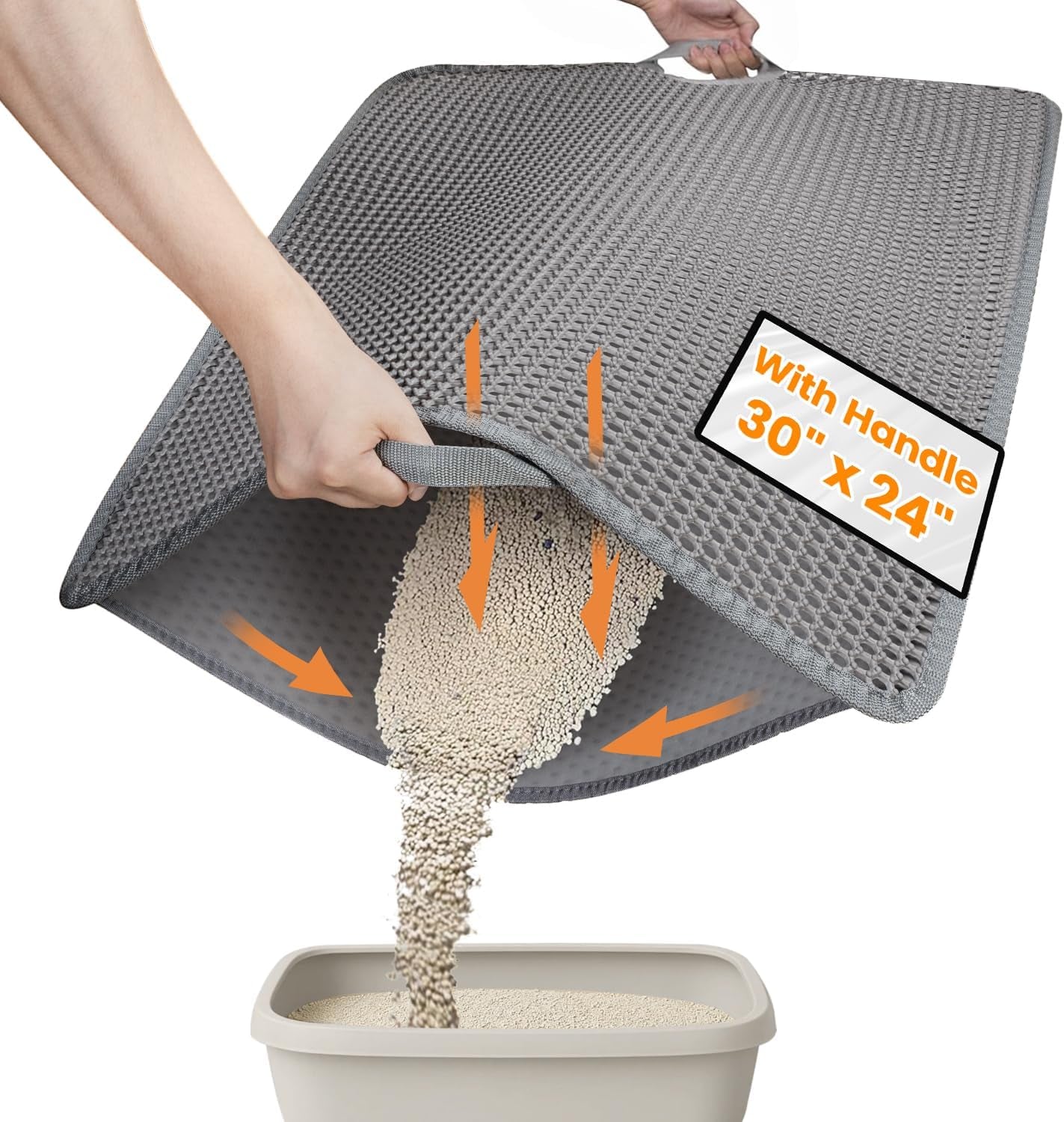 Transform Your Cat's Litter Experience with Our Innovative Waterproof Cat Litter Mat - Easy Clean, Double Layer Honeycomb Design in Sleek Black