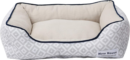 Indulge Your Dog in Luxury with the Now House Grey Diamond Cuddler Dog Bed - Small, Stylish & Washable!
