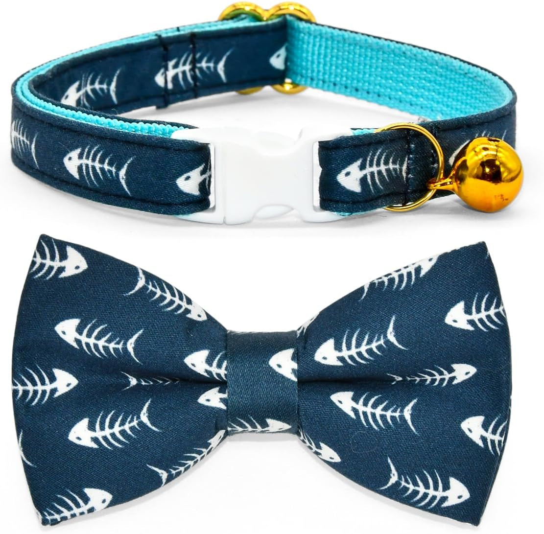 Stylish Sushi Cat Collar Bow Set - Safe Breakaway Collar with Adorable Bowtie for Kittens and Cats