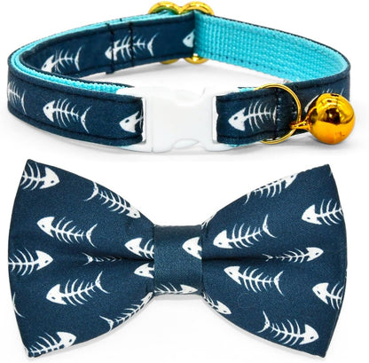 Stylish Sushi Cat Collar Bow Set - Safe Breakaway Collar with Adorable Bowtie for Kittens and Cats