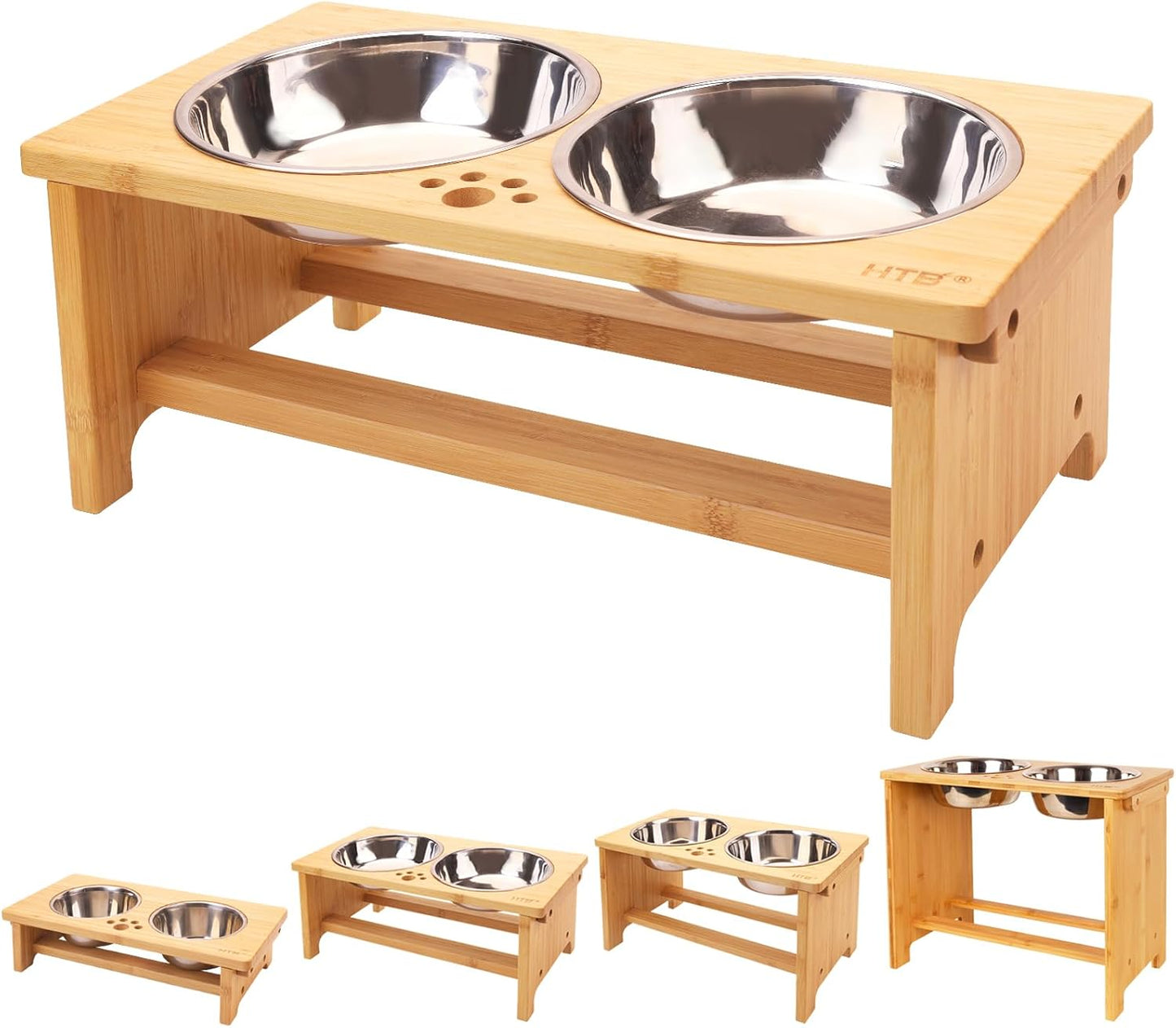 Elevate Your Dog's Dining Experience with Our Stylish Raised Dog Bowl Stand and Dual Stainless Steel Bowls!